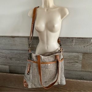 Myra Bag Gray and Brown Shoulder Bag